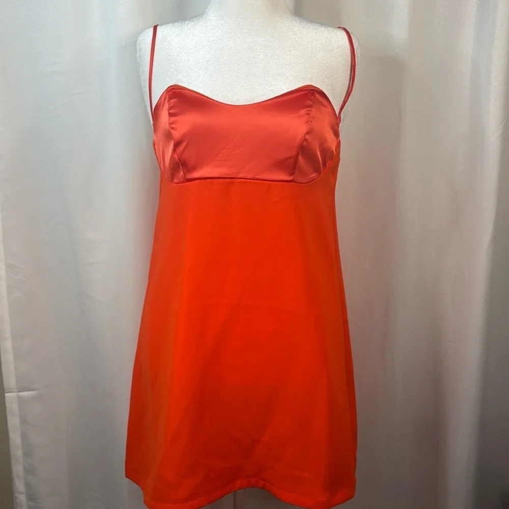 Free People Red Orange Mila Sweetheart Neckline Bustier Mini Dress- NWT - Picture 3 of 13
